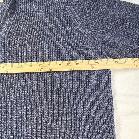 LL Bean Men's blue Sweater Size XXL Tall Organic Cotton Waffle Knit Quarter Zip - Picture 2 of 5